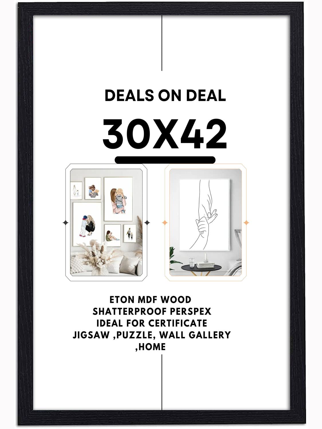 DEALS ON DEAL Picture Poster Frames 30 x 42 cm Sturdy Frame Made of Solid Eton Wood with Clear Perspex Front Portrait or Landscape Perfect for Home Décor