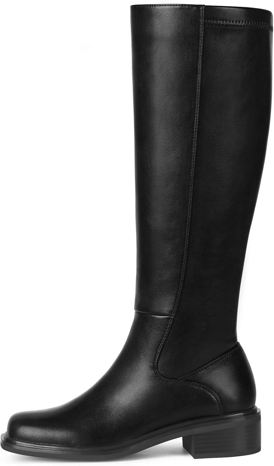 Lumeheel Black Knee High Boots for Women - Low Heel Square Toe Fall Tall Boots with Side Zipper - Image 7