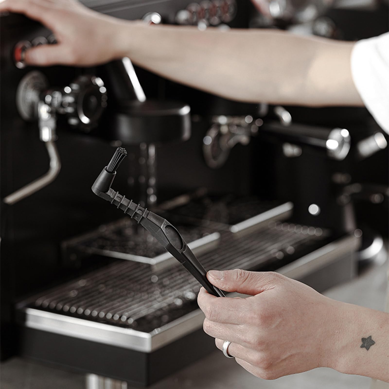 Morain 3 Spazzole per Manutenzione Macchina Espresso Spazzola A Gomito per Macinacaffè Curvo Accessori Professionali per Caffetterie
