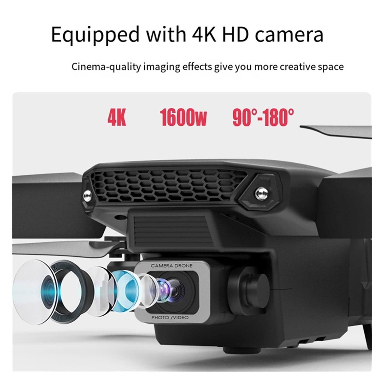 Drone Mini Drone 4K Professional HD Dual Camera 1080P WiFi FPV Fotografia lotnicza Helikopter Składany quadcopter Drone Toy (Kolor : 4K HD Rozmiar : 1) (Podwójny aparat 1)