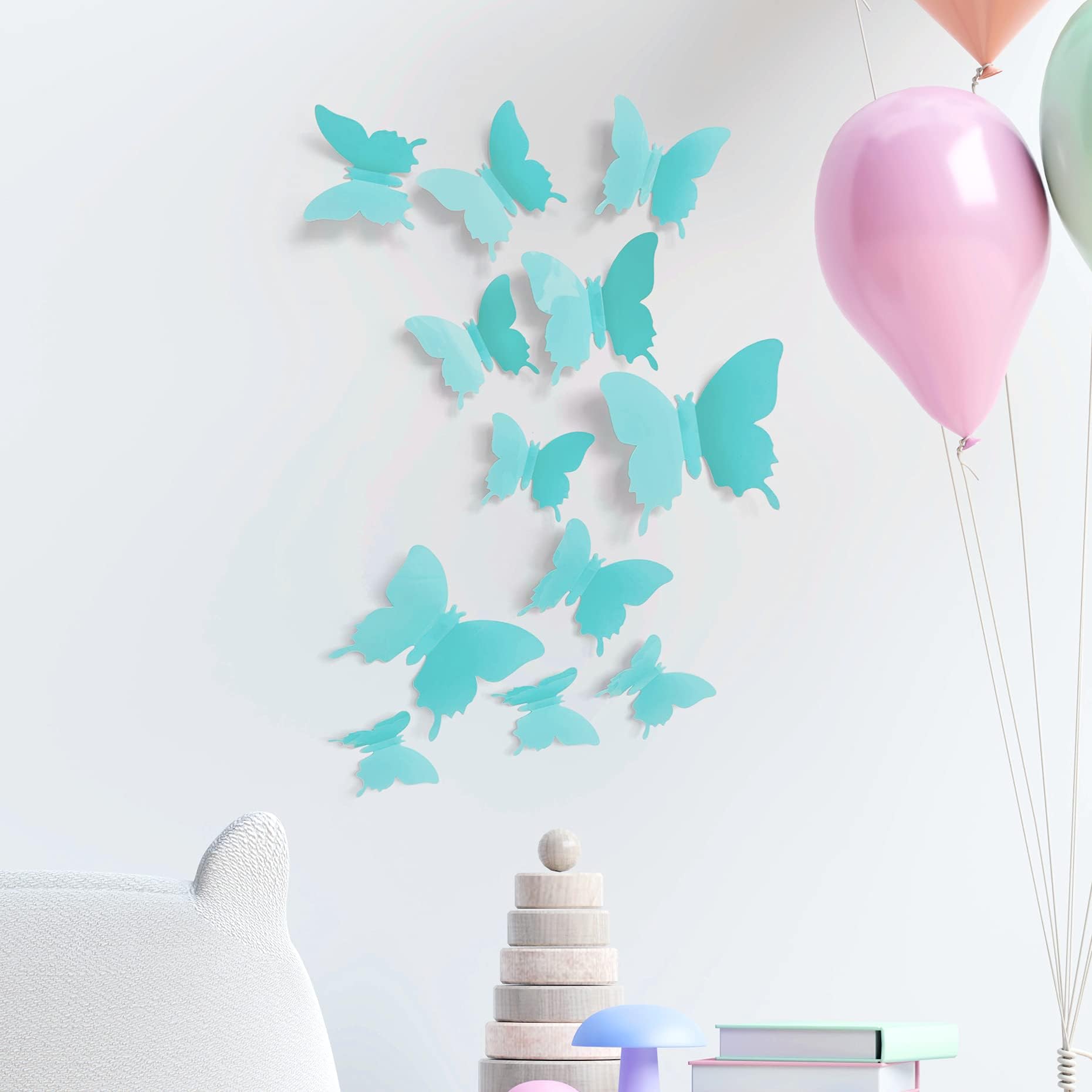 Cute Butterfly Wall Decor 24 pcs, Girls Room Wall Decals - Image 4