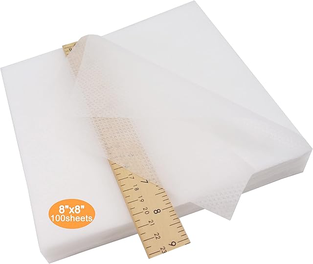 New brofil No Show Mesh (niewidoczna siatka) 8"x8" (20 cmx20cm) - 100 wstępnie wyselekcjonowanych arkuszy o wadze 50 gm (1,8oz) Odpowiedni dla maksymalnej strefy haftowania 15 cmx15 cm