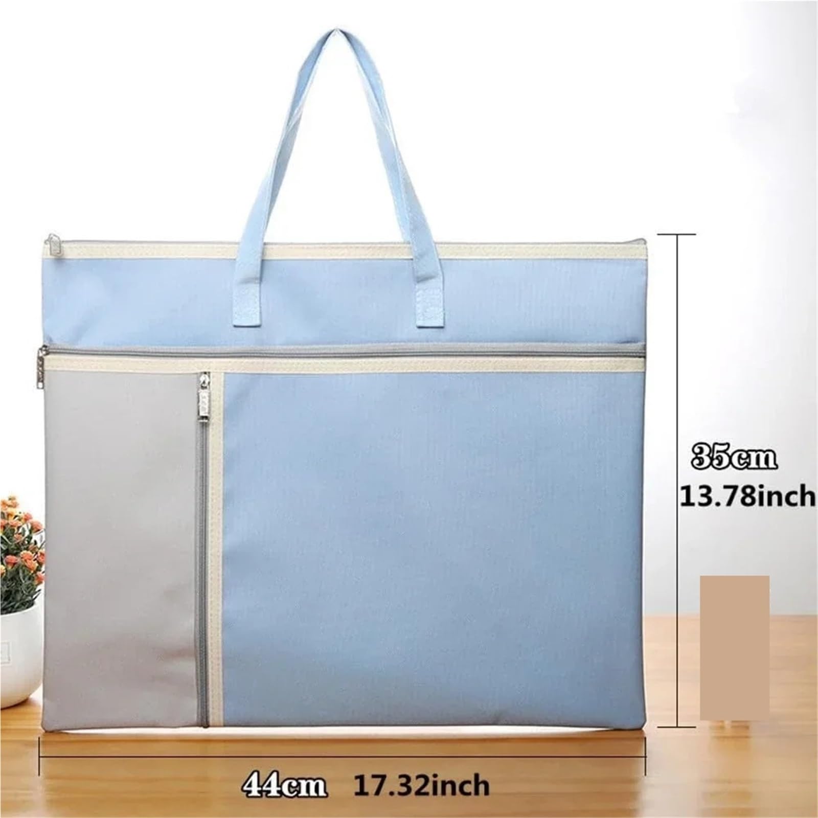 Borsa portadocumenti artistica con cerniera e manico, grande capacità, borsa Oxford, contenitore for opere d'arte, formato A3 Per Opere D'arte, Tela, Fotografia(Blue)