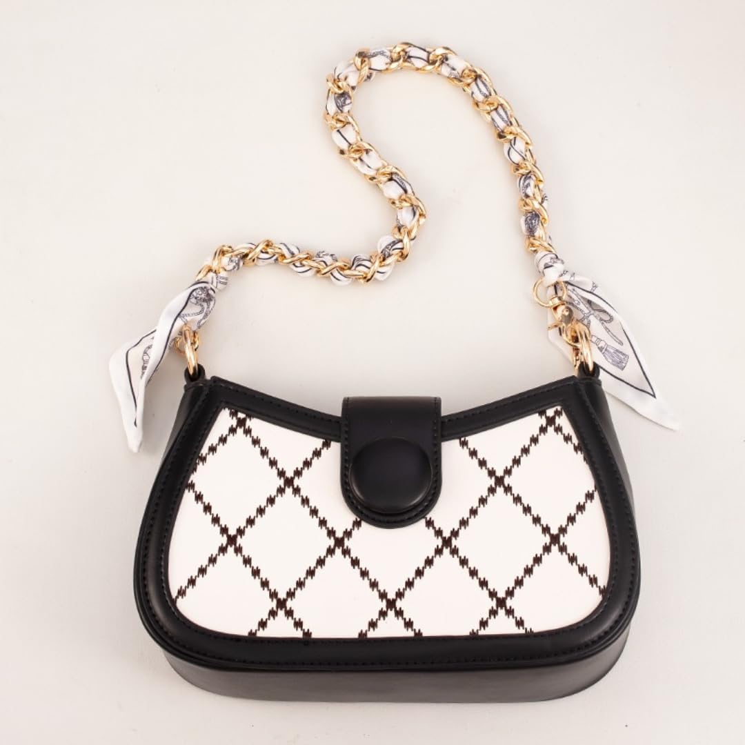 Silk-Wrapped Gold Decorative Bag Chain Charm Purse Strap Handle for Women, Ribbon Handbag Replacement Scarf Strap - Image 5