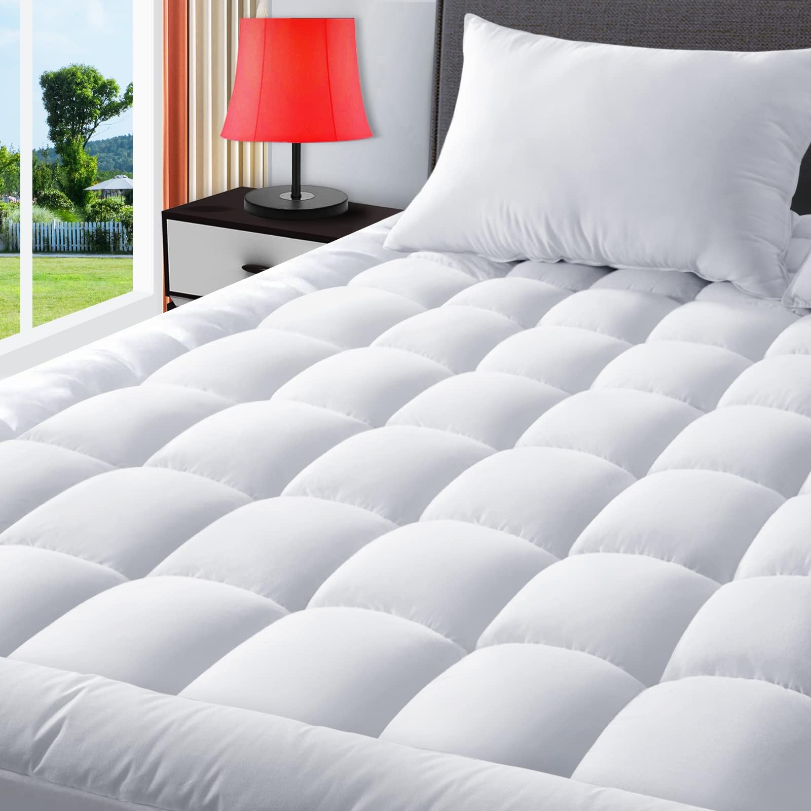Twin Mattress Pad Quilted Fitted Mattress Cover Pillow Top Mattress Topper Breathable Mattress Protector with 8-21 Inch Deep Pocket