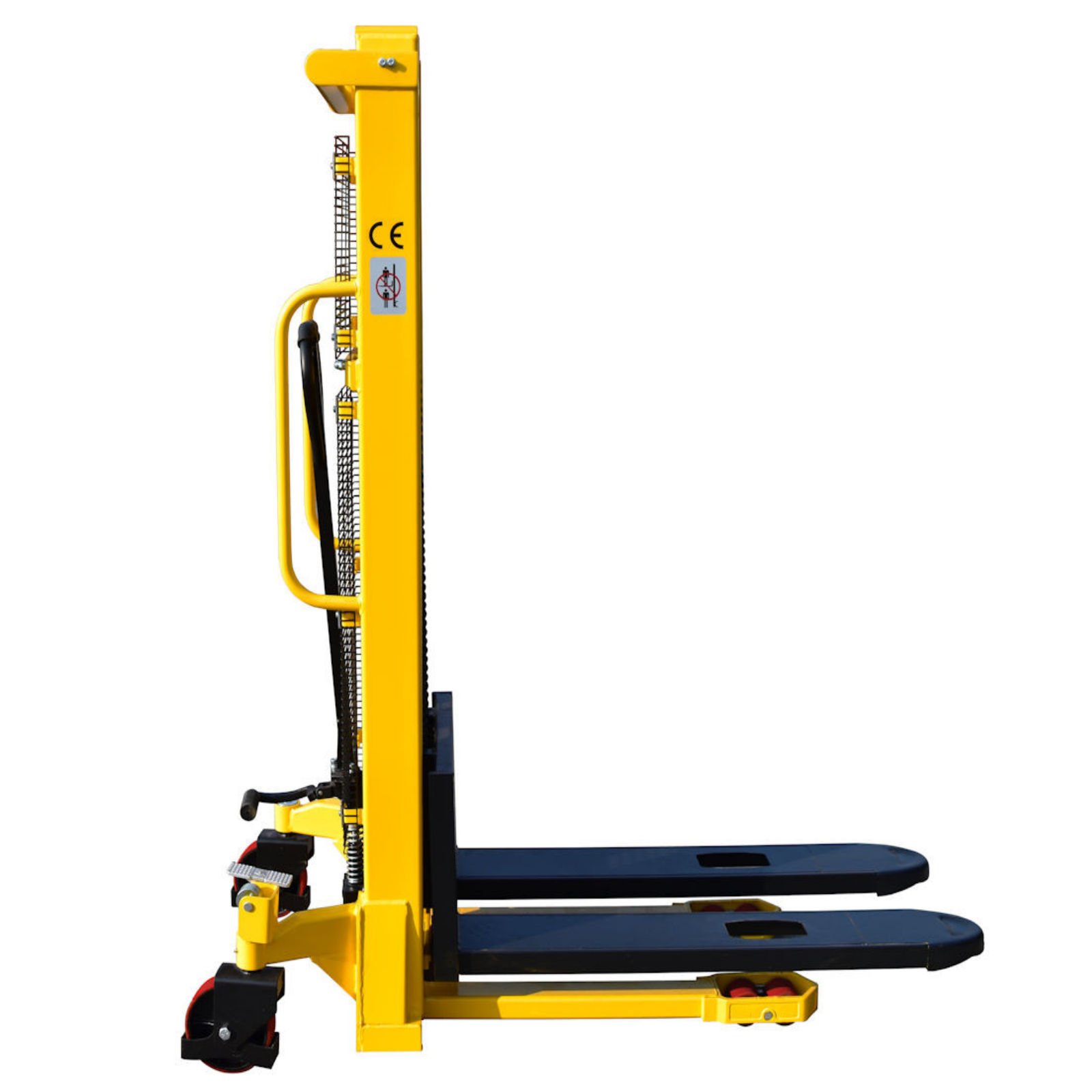 Midori Hochhubwagen 1000 kg Hubhöhe 2500 mm | Handstapler Hydraulik | PU-Rollen, Feststellbremse, Fußschutz | Gabel 1150x160 mm | Paletten Transport Lager Warenhaus