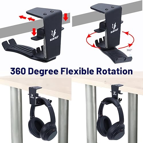 Miniatura 2 de Soporte de gancho para auriculares, soporte para auriculares para escritorio, abrazadera de auriculares debajo del escritorio con abrazadera de