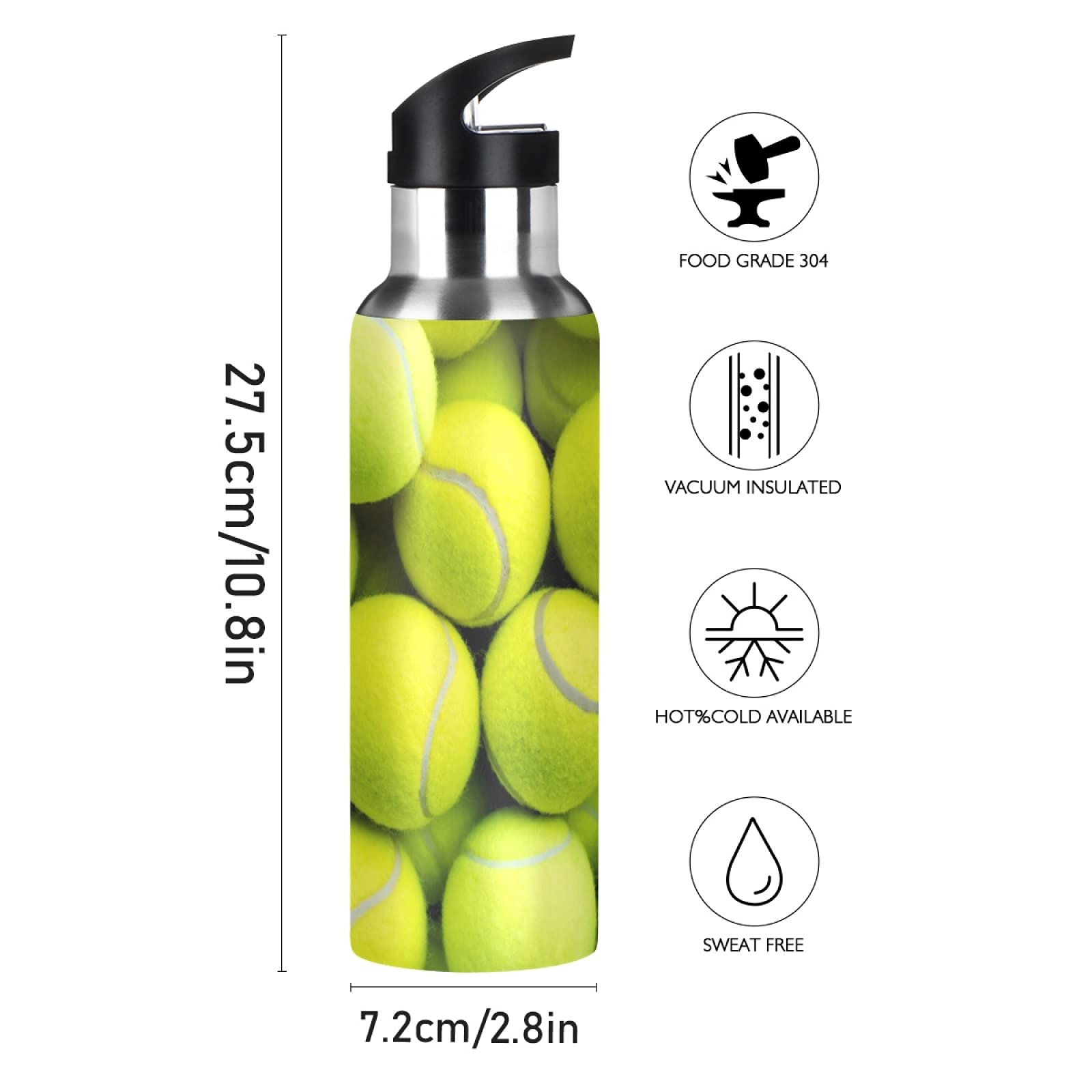 Vnurnrn Fußball-Design Trinkflasche – 600 Ml, Edelstahl Isoliert, Mit Strohhalm, BPA-frei, Für Kinder & Sport