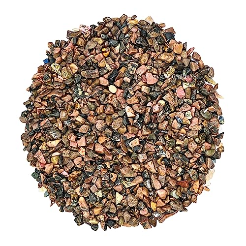 Image of Amazing Gemstone Rhodonite Crystal Chips Aquarium Gravel Rocks - 1000+ Carat Bloodstone Chips Bulk Fish Tank Gravel, Small Tumbled Stone Chips and Tiny Crystals for Decoration (AAA Grade Gemstones)