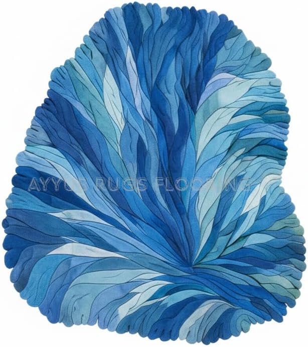 Handmade Irregular Shape Wool Area Rug Unique Contemporary Botanical Design, Thick & Soft Carpet Perfect for Living Room, Bedroom Decor 9 x 12 Ft Multicolor 3