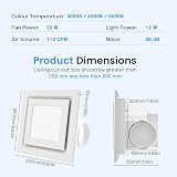 Extracteur d'Air pour Salle de Bain avec Lumière LED, 200mm Ventilateur VMC Salle de Bain Silencieux, 170m³/h, Moteur en Cuivre Pur, Montage au Plafond, 3000K-6000K de Lumière, pour Cuisine WC Garage - 4