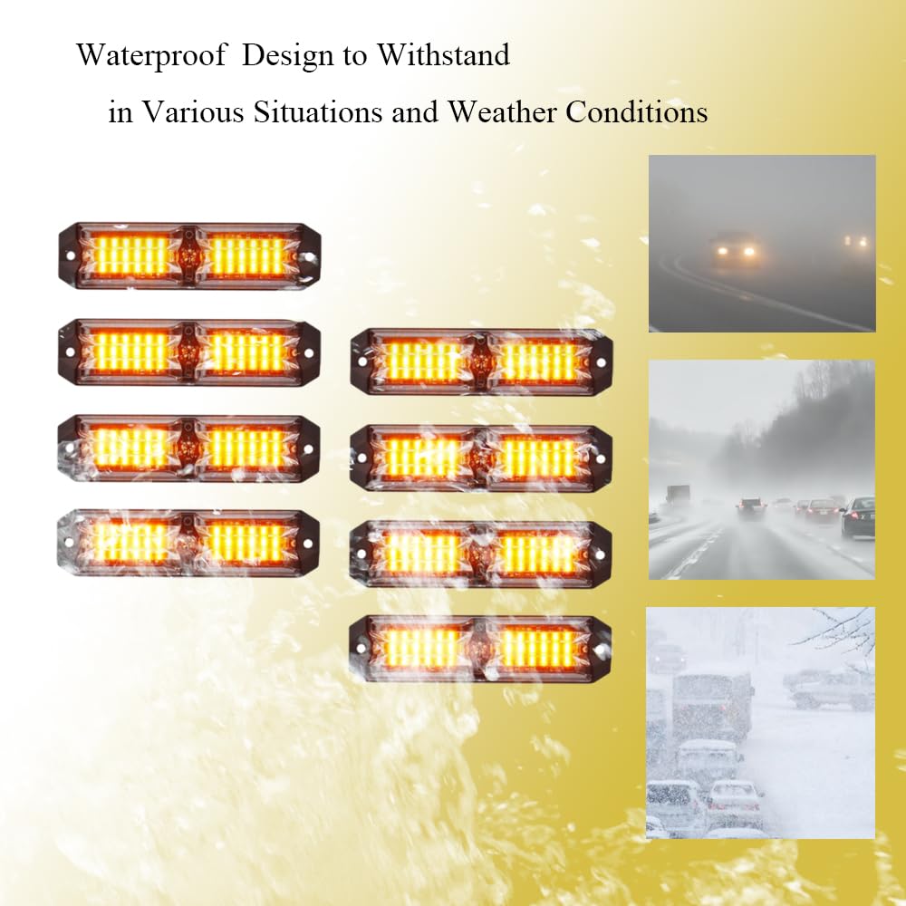 Riloer Luces estroboscópicas para coche, 12 luces LED de advertencia de peligro, luces intermitentes de emergencia, luz estroboscópica intermitente, luz de emergencia para coche, luz estroboscópica de