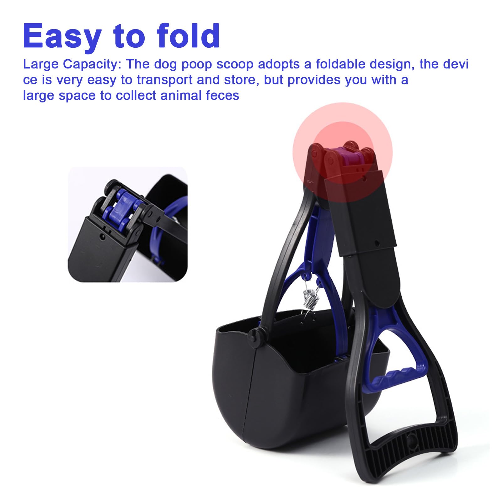 Paletta Raccogli Cacca Cane Pieghevole - 45 Cm Nero Per Igiene Animali Domestici