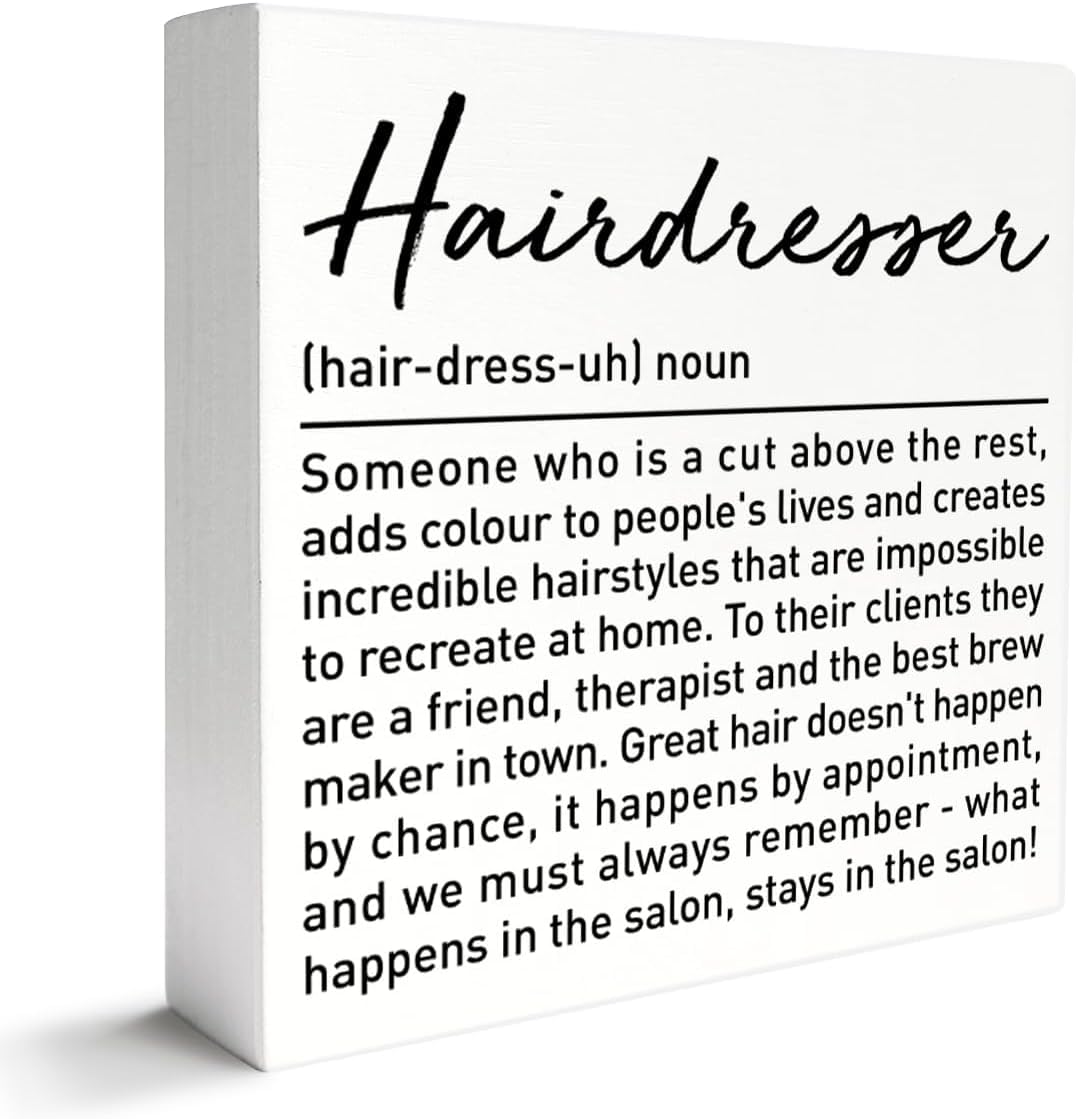 Hairdresser Definition Box Sign 7x7 Inch Desk Shelf Decor