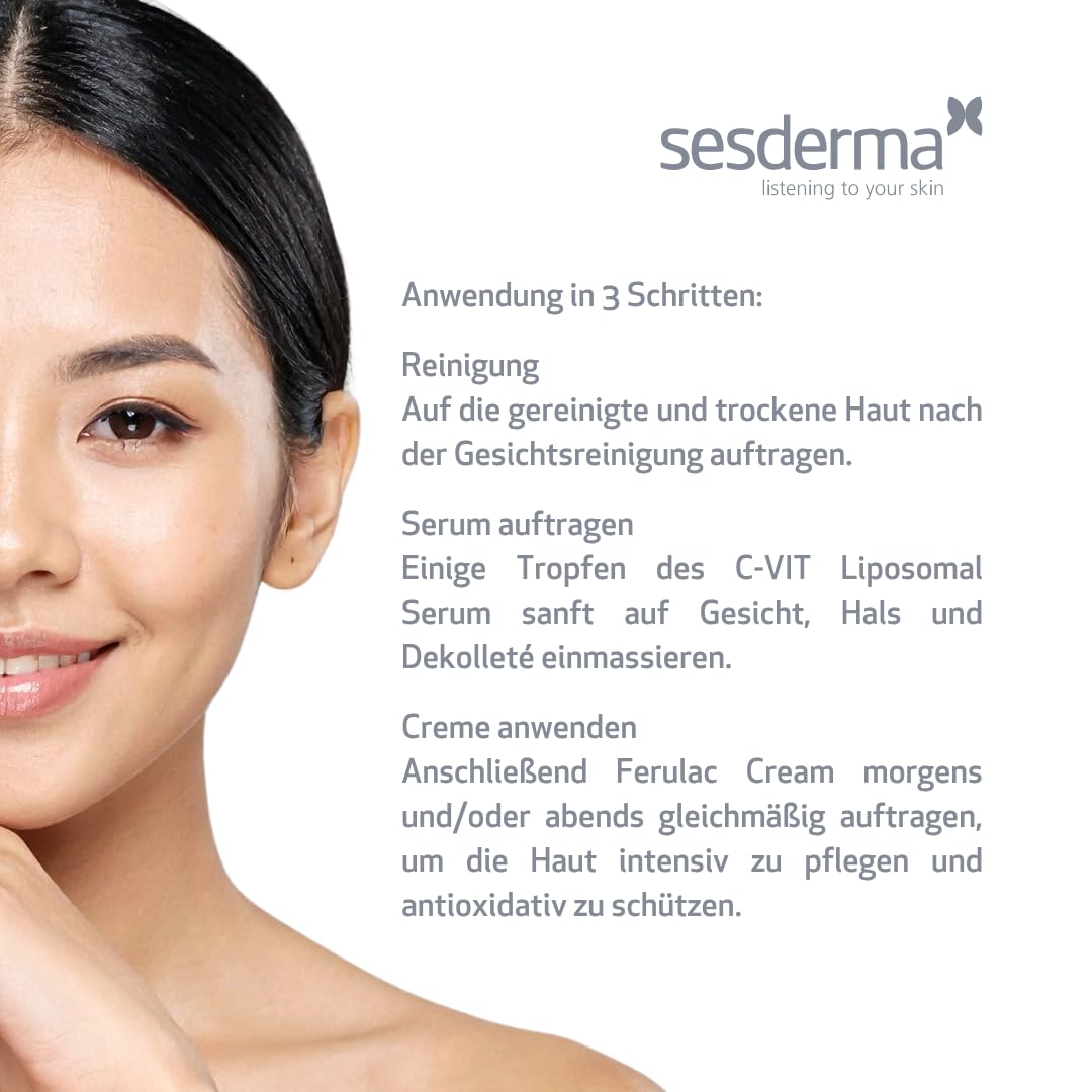 Sesderma FERULAC + C-VIT Set – Antioxidative Gesichtspflege mit Ferulasäure & Vitamin C, Anti-Aging Creme 50 ml + Liposomales Serum 30 ml, Schutz vor Photoaging & strahlender Teint