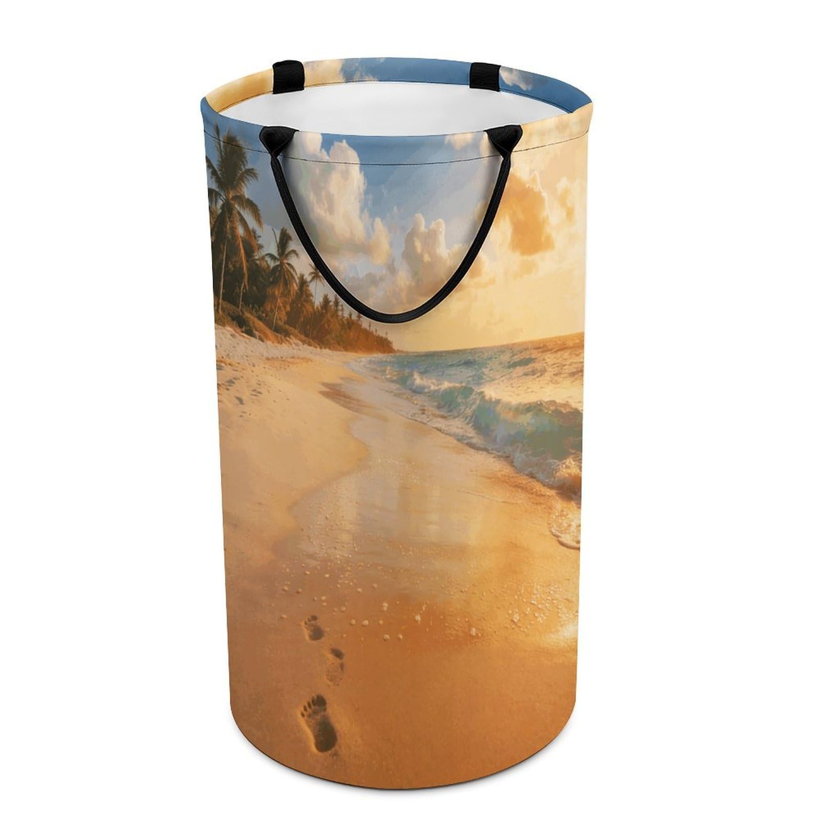 Beach Laundry Hamper 86L Waterproof Collapsible Clothes Basket with Double Handles Freestanding Foldable Laundry Basket Large Clothes Hamper for Bathroom