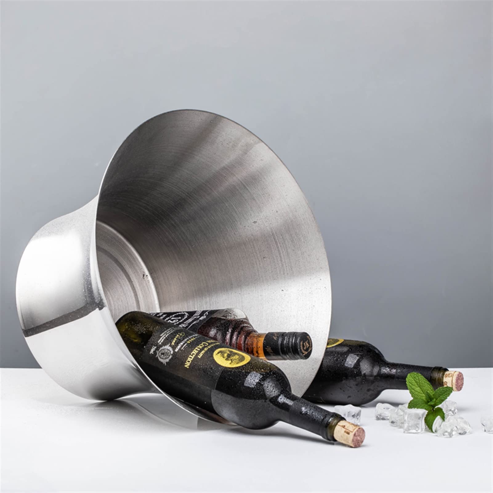 Saturey EIN Eiskübel EIS-Eimer Container Großer Edelstahl Champagner EIS Weinbecken Partei EIS Eimer for Home Bar, Kühlung Bier und Wein Eiskühler Sektkühler Eiswürfelbehälter (Color : A)