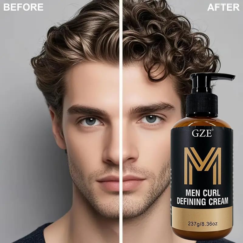 GZE Men's Curling Cream for Natural Curls - Curl Defining Styling Cream with Shea Butter, Long Hold & Frizz Control - Lightweight Non-Greasy Formula - Image 6