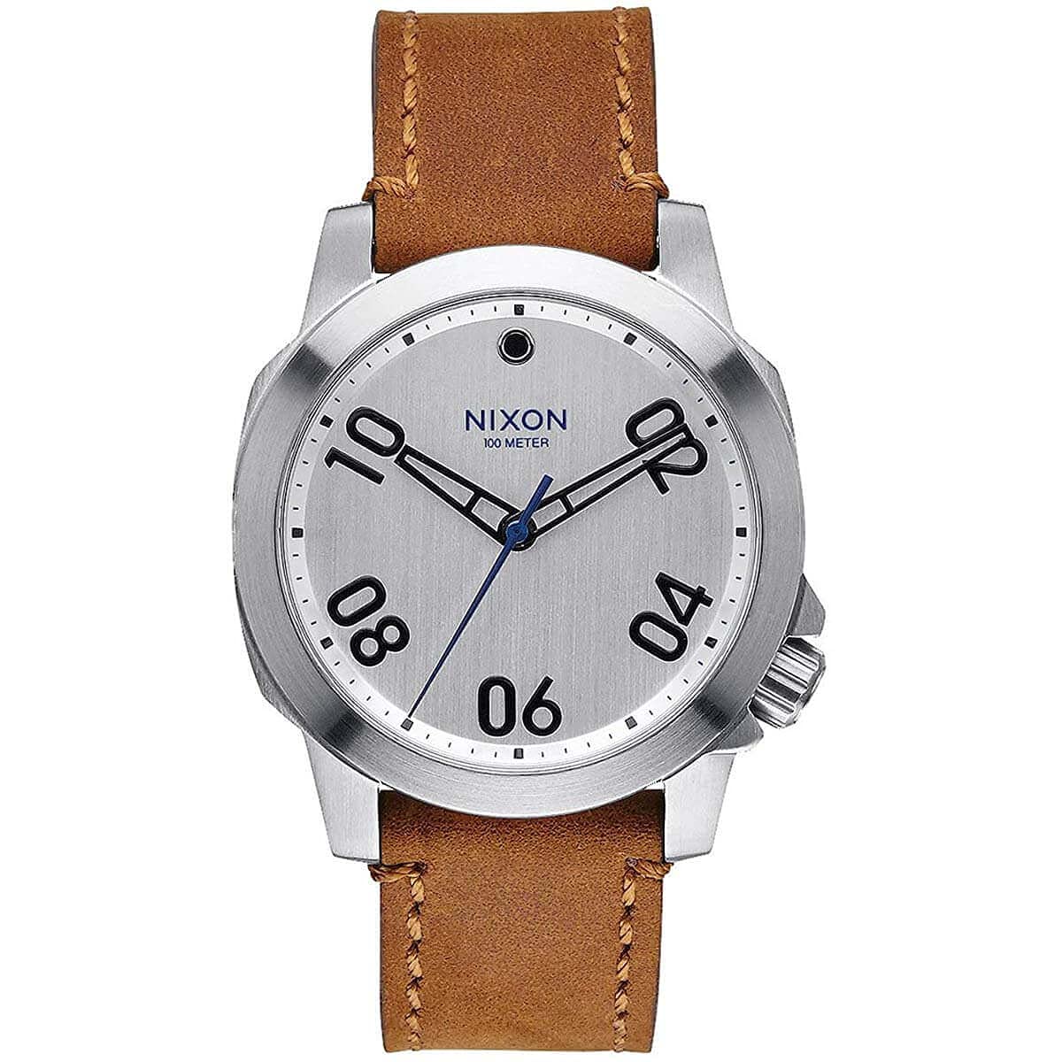 Nixon Ranger 40 Leather Silver / Saddle Stainless Steel Analog