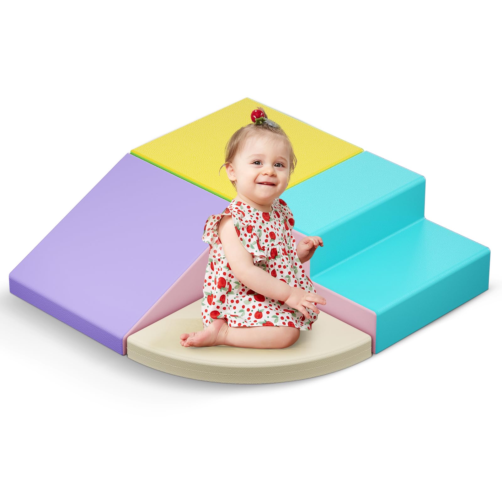 Lubirayi XXL Foam Building Blocks for Kids, Foam Climbing Blocks with Leather Cover, Soft Climbing Game for Toddlers 1-3 Years Old (Macron-4pcs)