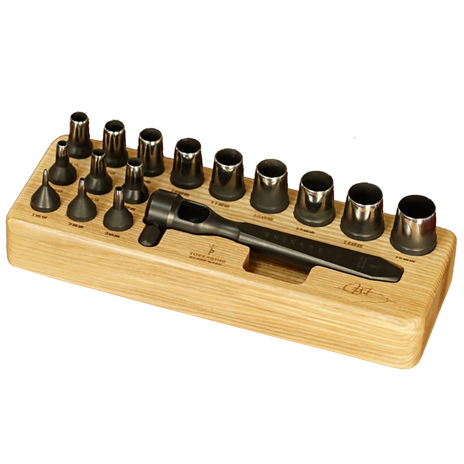 Toplionace Set di Perforatori Rotondi in Pelle per Punzonatura con Testa Intercambiabile in Pelle, Diametro 1-15mm, con Scatola di Legno