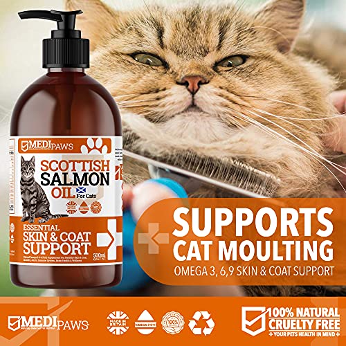 MediPaws® Scottish Salmon Oil For Cats 500ml | Supports Cat Skin And Coat, Cat Itchy Skin & A Moulting Cat | Omega 3 Fish Oil | Perfect For Cat Grooming & Cat Food & Cat Nip - Image 5