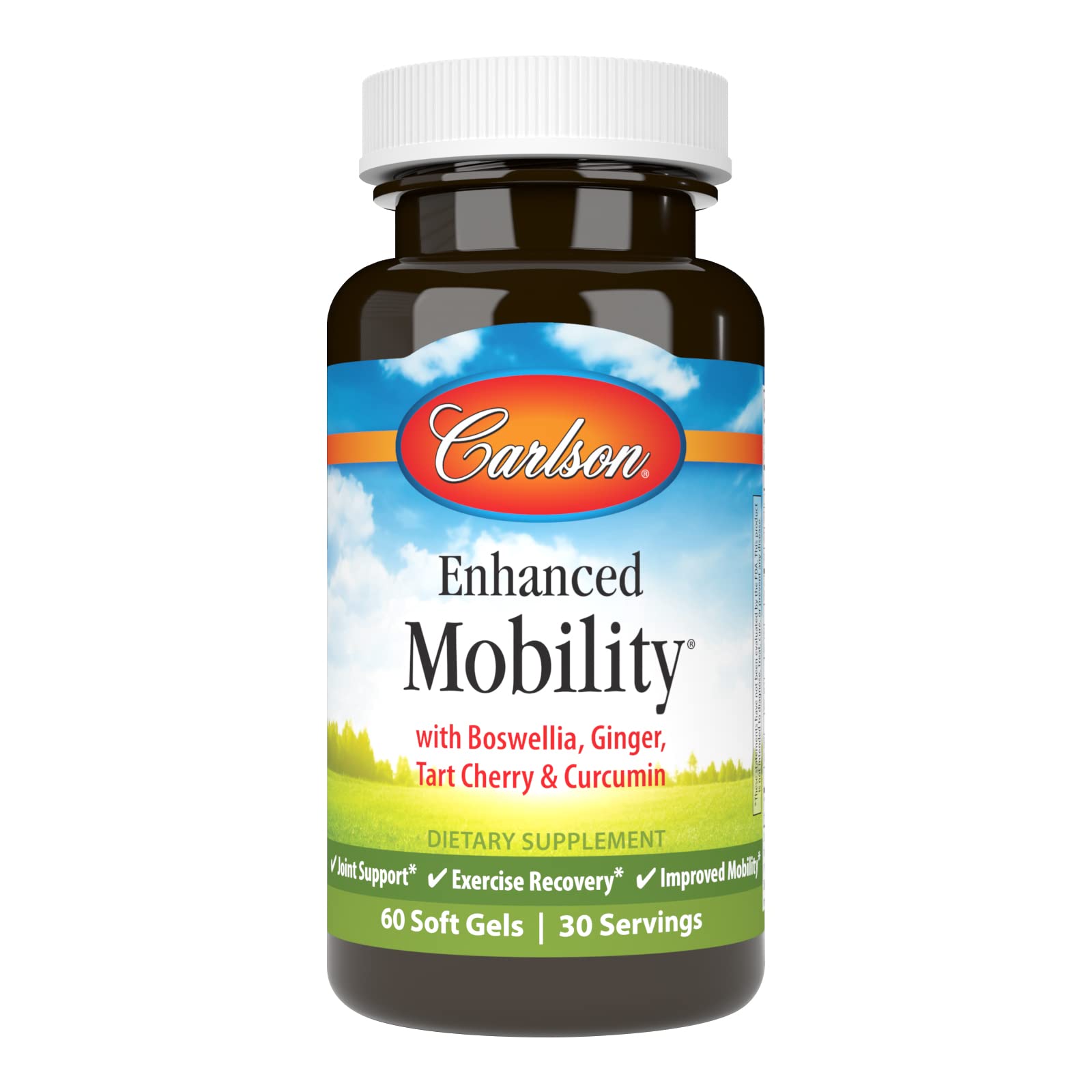 Carlson Enhanced Mobility, Botanical Joint Support, Boswellia, 60 Softgels 60 Count (Pack of 1)