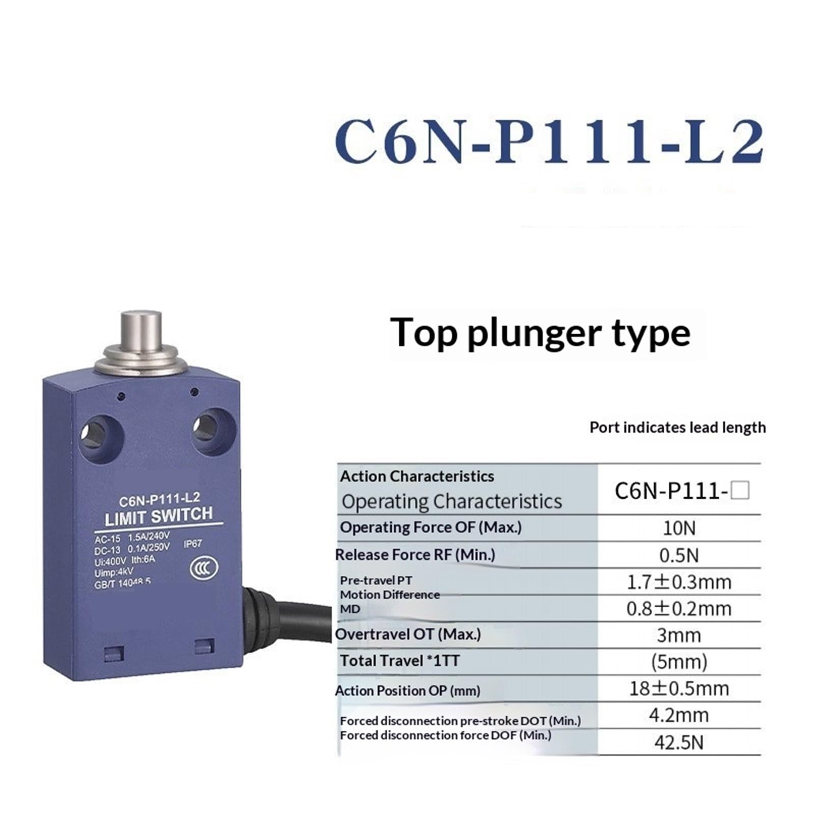 Finecorsa, Corsa C6N-P111L2 Finecorsa Impermeabile Lungo 2 Metri(C6N-P111L1)
