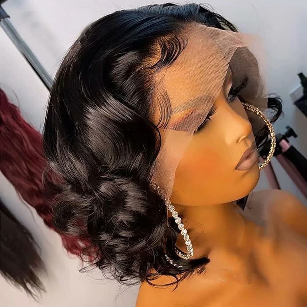 ten chopsticks Wigs Short Wig Human Hair 13x4 Lace Front Human Hair Wigs For Black Women HD Transparent Loose Deep Wave Short Bob Wig Brazilian Bob