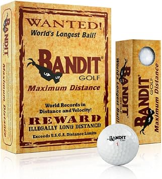 Bandit Maximum Distance Golf Balls, One Dozen, White