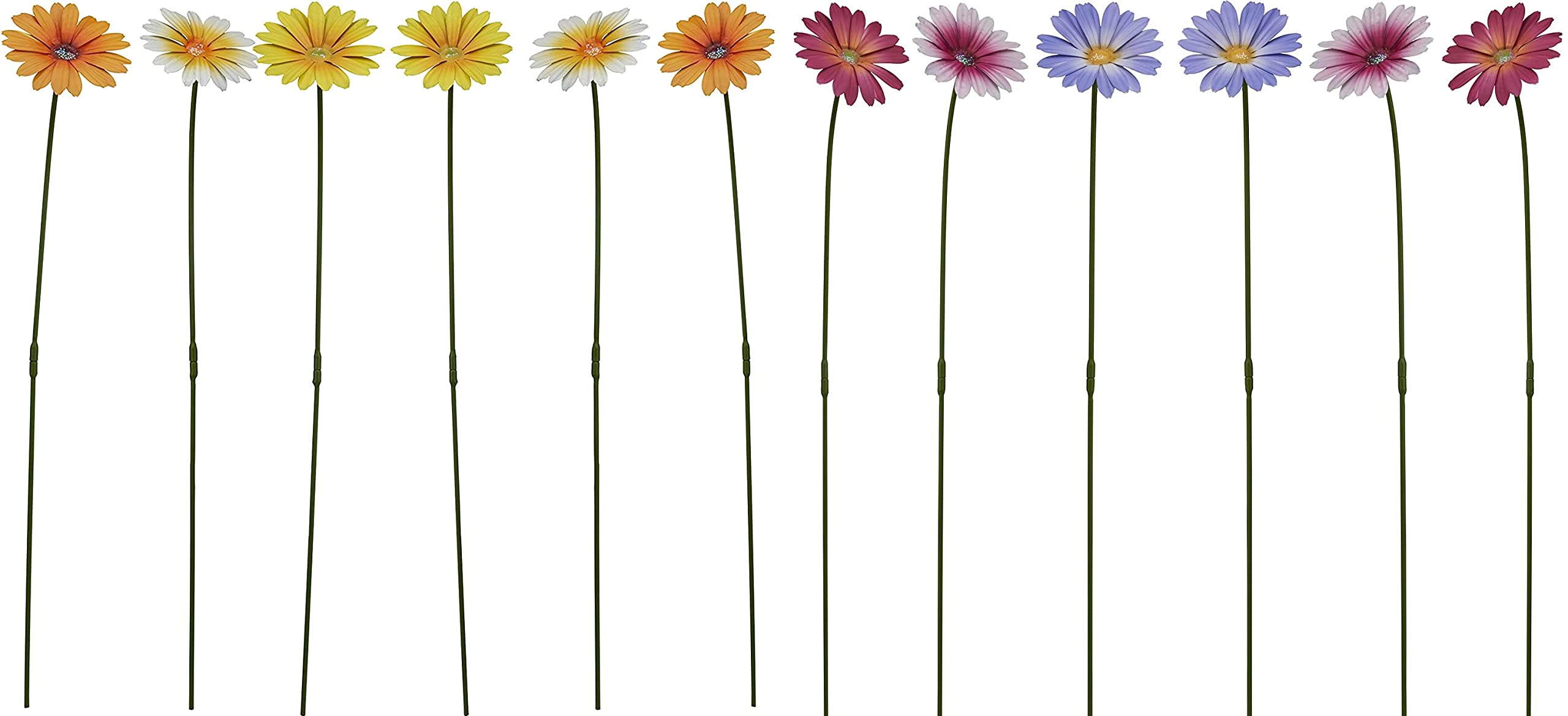 Garden Gear Metal Daisy Stakes, Decorative Multicolored Ornament, Outdoor Novelty Flowers for Pathways, Patios & Borders, Height 57cm (Mixed)