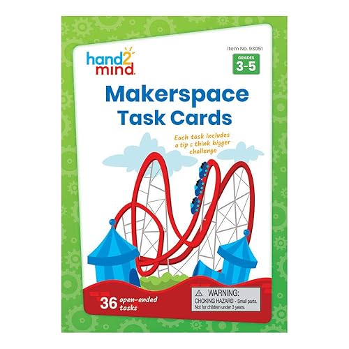Miniatura 10 de hand2mind Makerspace - Tarjetas de tareas, tarjetas de aprendizaje STEM para niños de grado 6-8, 72 actividades STEM, proyectos de construcción para