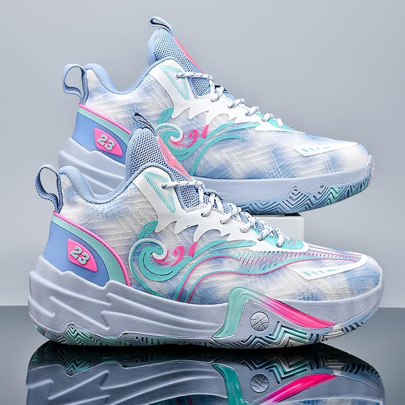 Womens Mens Basketball Shoes Breathable Colorful Volleyball Sneakers with Mesh Upper Non Slip Rubber Indoor Shoe for Youth Adult