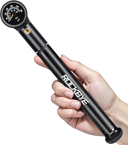 Onvian Mini bomba de bicicleta con manómetro, bomba de bicicleta de 300 PSI para válvula Presta y Schrader, bomba de choque portátil para bicicleta