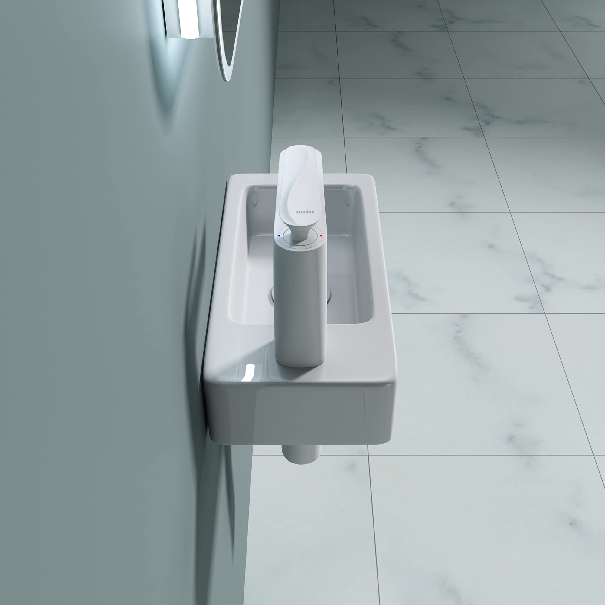 doporro Lavabo Vasque à Suspendre à Monter au Mur Salle de Bains Petit Lave-Mains pour WC en Céramique Design Bruxelles3053R 37,5x18x8,8cm