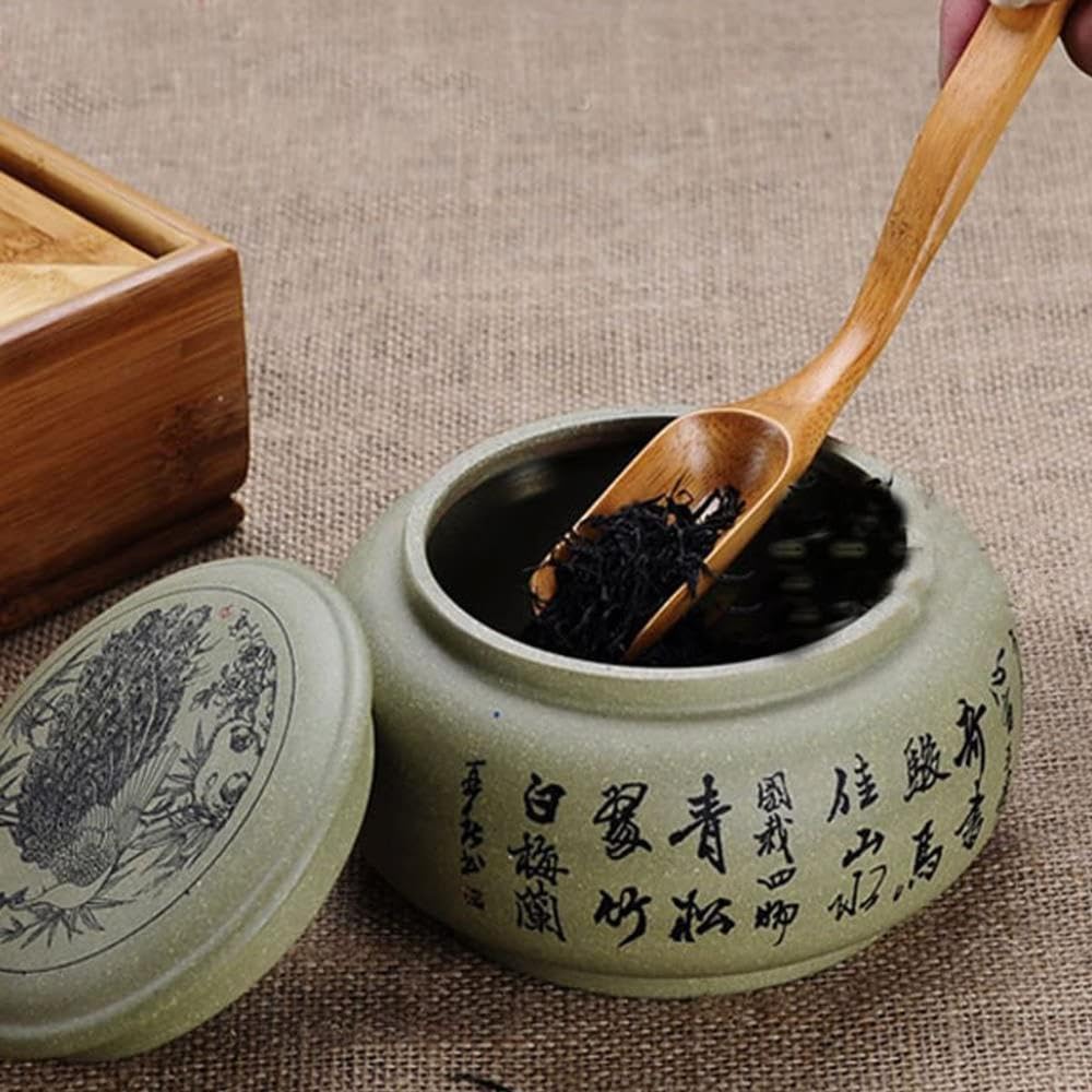 Cuchara de té suelta de bambú, cuchara de café de madera, cuchara métrica de té suelta, cuchara de sal de azúcar para condimentos naturales, cuchara de té pequeña para el hogar