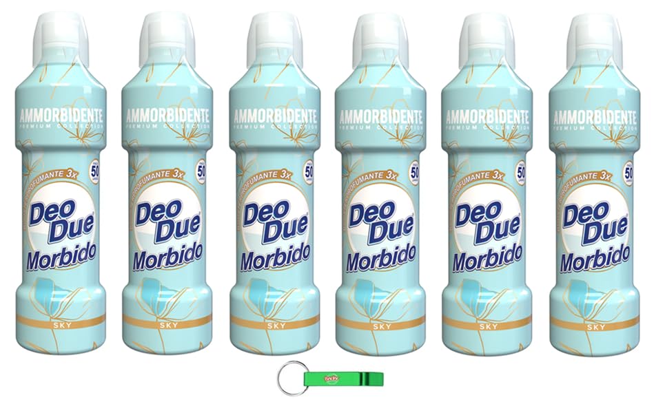 Suavizante DEO DUE Premium Collection Sky – Suavizante concentrado concentrado amorbidente, ideal para todas las prendas, 50 lavados, 6 x 1 l + llavero Beni Culinari gratis