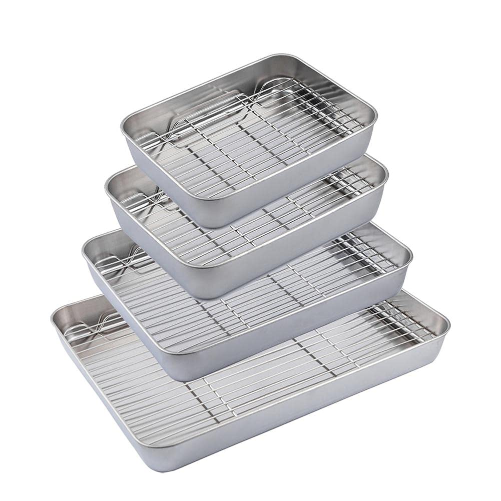 Horno Rejilla de enfriamiento de acero inoxidable Rejilla para hornear rectangular profundizada Rejilla antiadherente de acero inoxidable Rejilla para hornear galletas Bandeja para horno Placa para