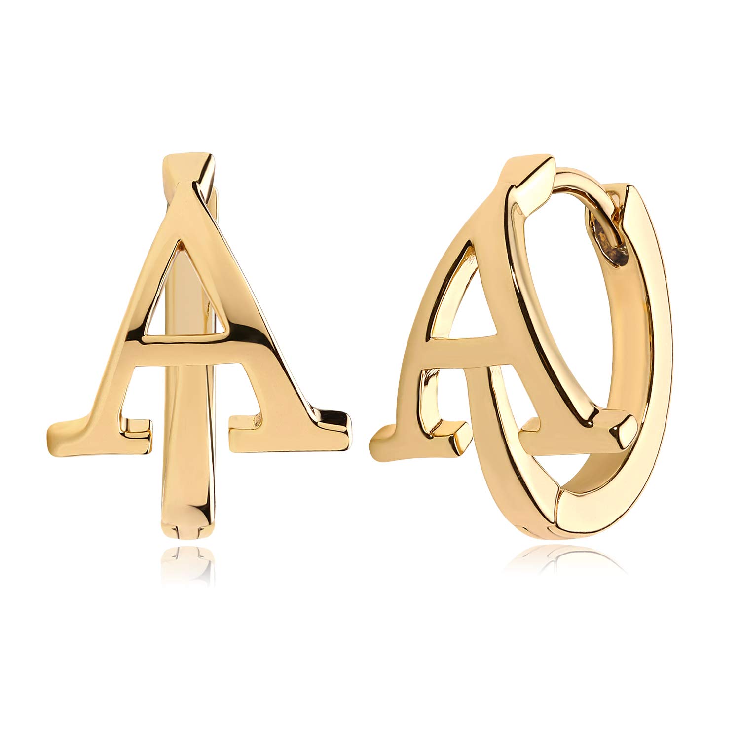 MYEARSMYEARS Women Huggie Hoop Earrings Gold Initial Sleeper 14K Gold Filled Small Simple Delicate Handmade Hypoallergenic Personalized Jewelry Gift - 26 Letters