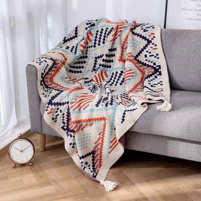 ACiyD Couvertures tricotées Plaid Throw Blanket Housse de canapé avec Glands Voyage Loisirs Couvre-lit Couverture Couvre-lit (Style 2 130x170cm(51x66inch))