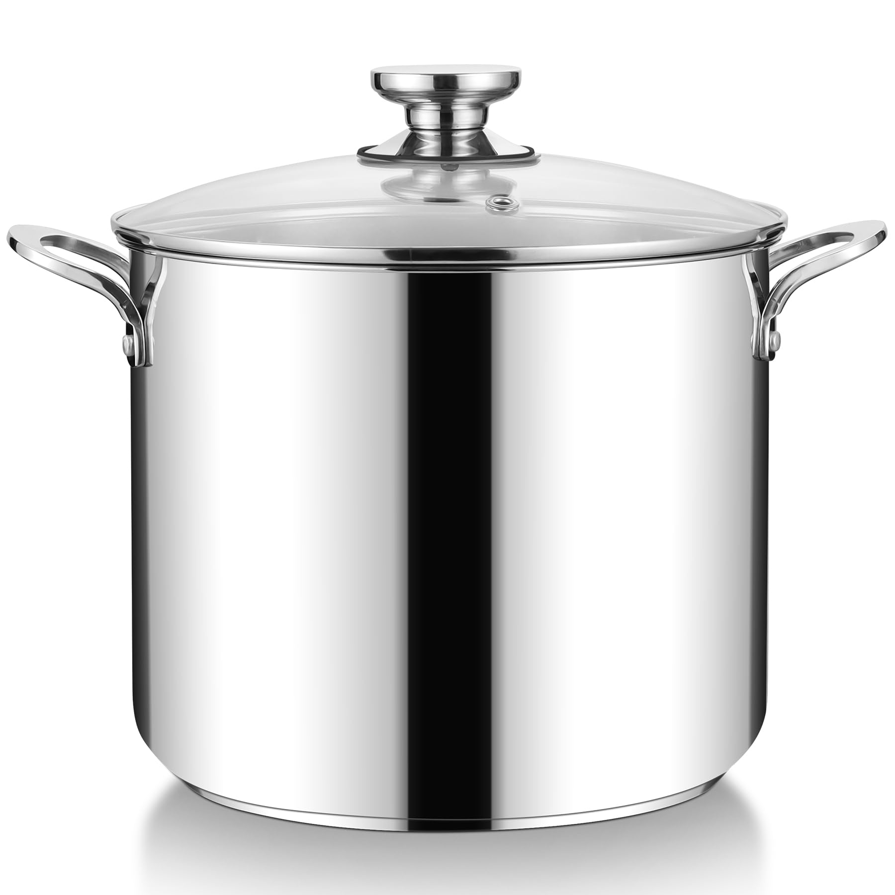 HaWare Stock Pot, 12L Large Stainless Steel Stockpot with Clear Lid, 26cm Tri-Ply Bottom Cooking Pot for Pasta/Meat/Soup, Suit for Induction/Electric/Gas/Ceramic, Healthy & Easy Clean