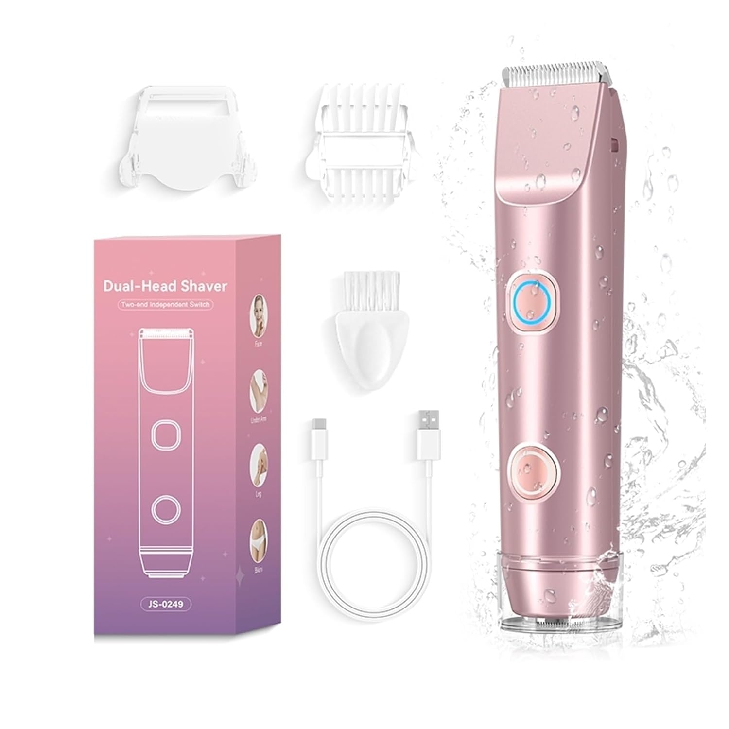 Fit for Women's Electric Shaver 2 in 1 Dual Head Hair Trimmer & Bikini with Detachable Head