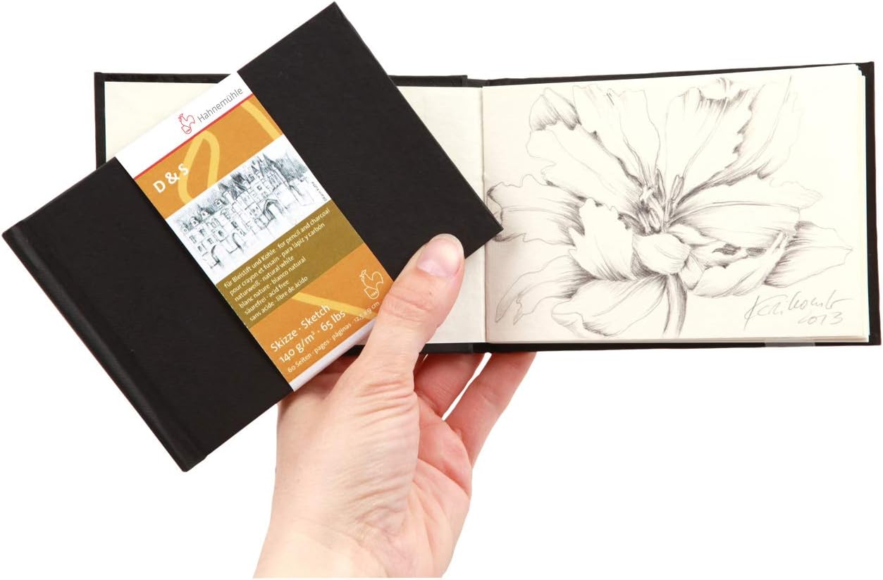 Hahnemuhle Sketch Book D&S, 140gsm Book, Black with spiral binding, A5 Portrait