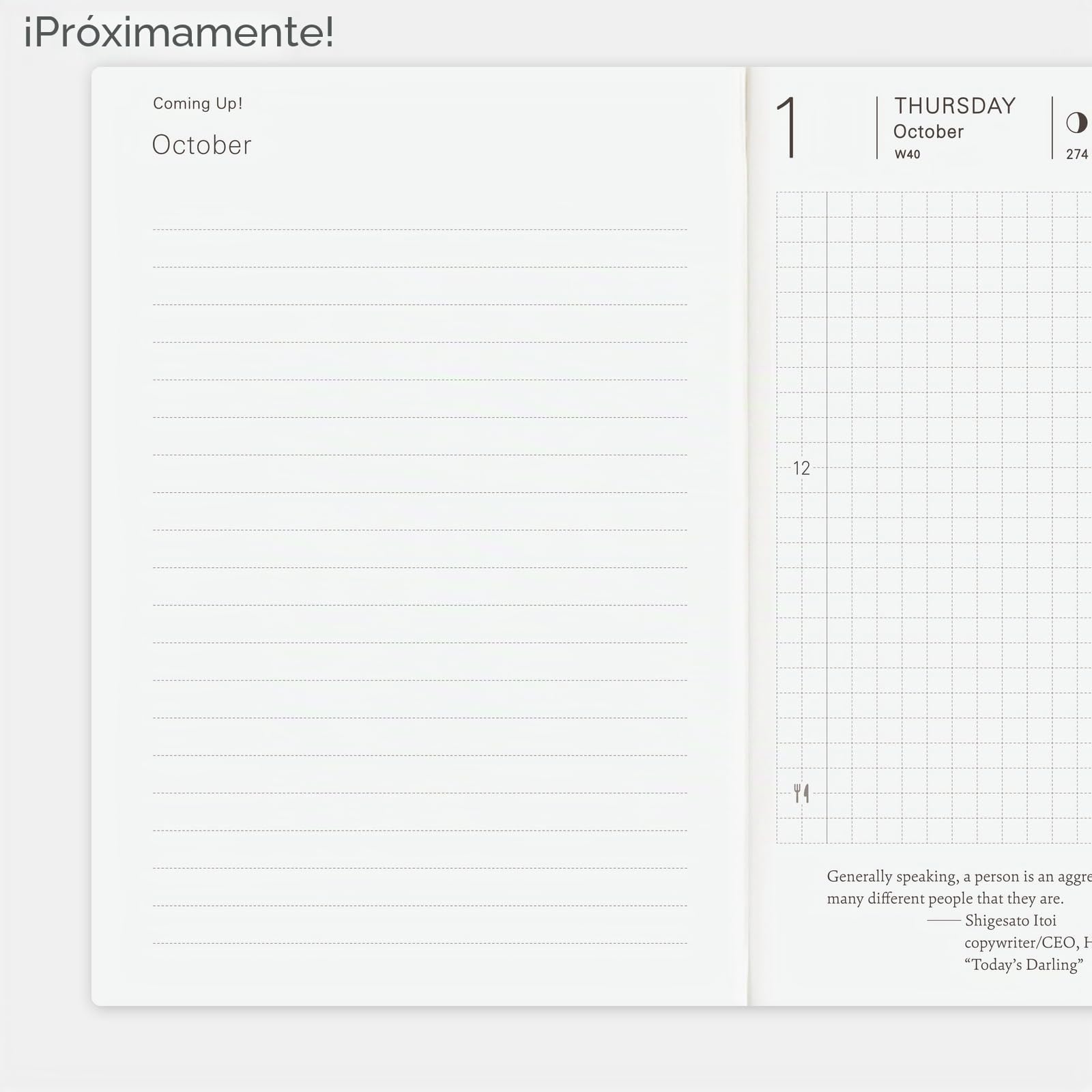 Hobonichi Techo 2026 Libro Planificador – A6, Inglés, Diario, Inicio de Enero, Inicio de Lunes