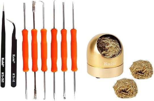 Kaisiking 8Pcs Double Sided Soldering Assist Aid Repair Tool & Soldering Iron Tip Cleaner Solder Tip Cleaning Wire and Holder Station