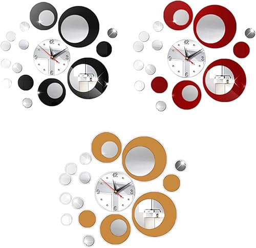 Miniatura 2 de Reloj de pared redondo acrílico 3D para bricolaje, combinación de espejo, reloj moderno para cocina, dormitorio, sala de estar, decoración del