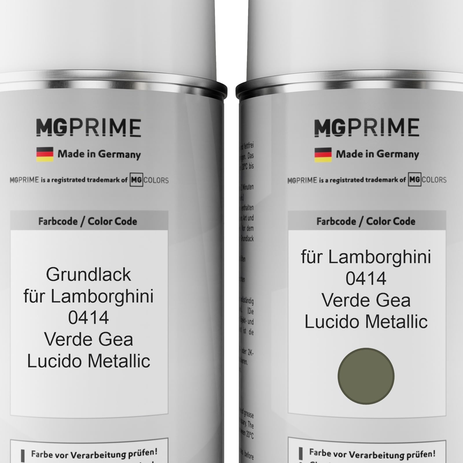 MG PRIME Vernice per auto Kit bombolette spray 2K per Lamborghini 0414 Verde Gea Lucido Metallic Vernice di fondo vernice di base 2 componenti vernice trasparente bomboletta a spruzzo