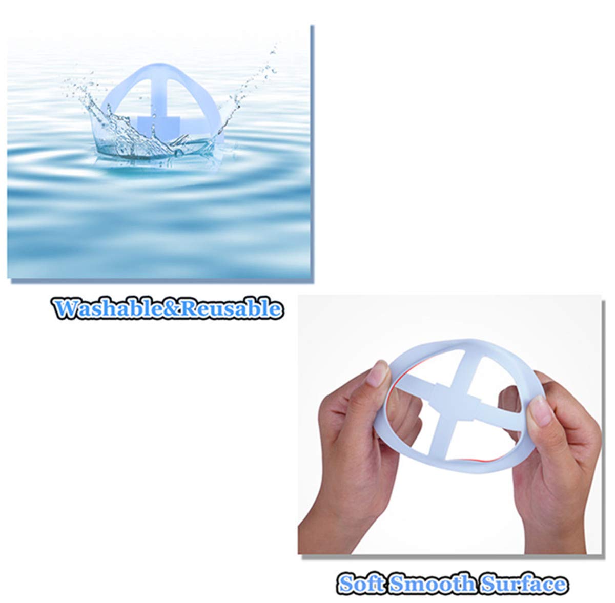 3D Face Inner Bracket for Comfortable Breathing,Face Internal Support Frame|Under Frame Lipstick Protector Keep Fabric off Mouth to Create More Breathing Space[Washable|Reusable|Light Blue,5Pcs]