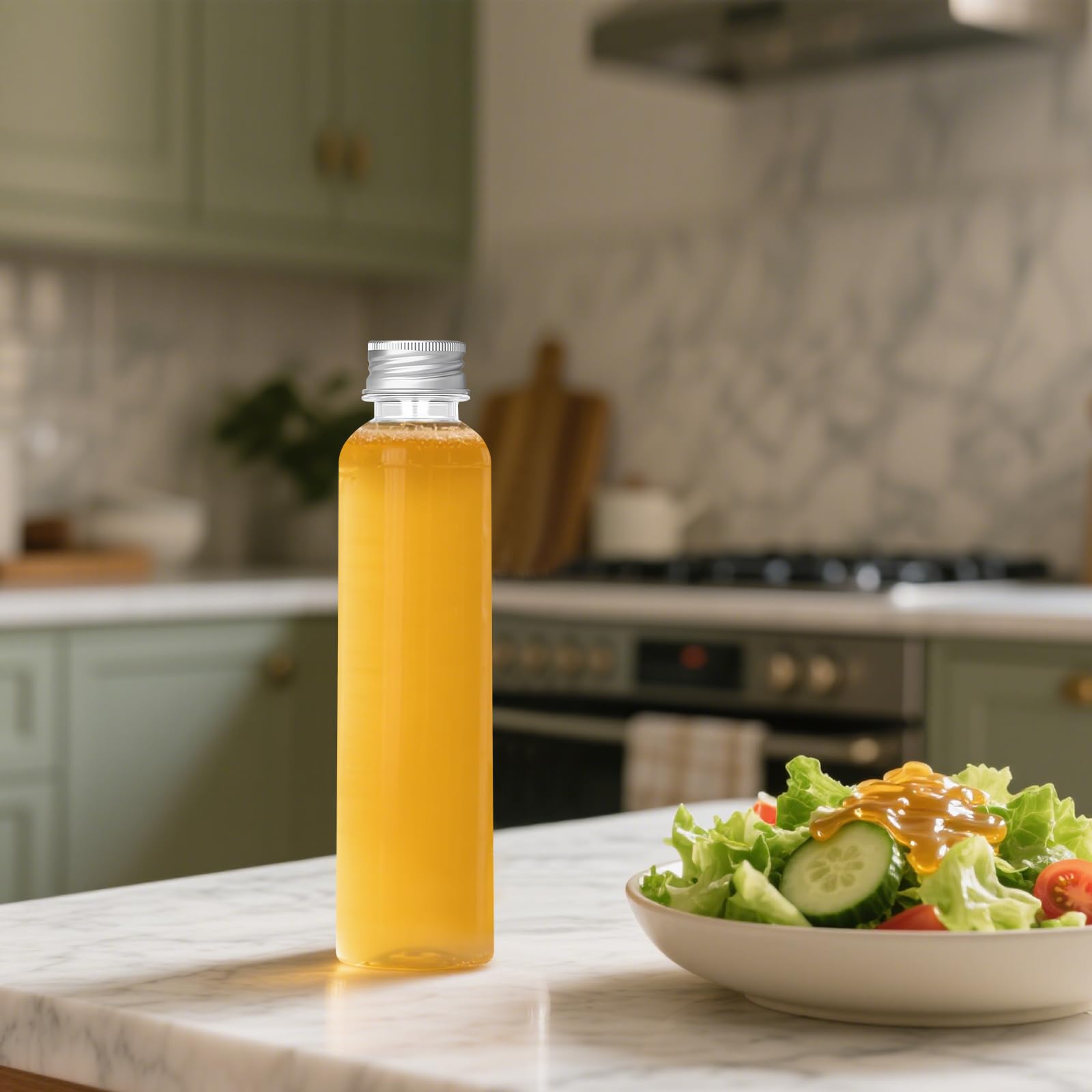 MOUYAT Lot de 18 bouteilles de jus de 500 ml en plastique résistant à la chaleur avec couvercles, bouteilles vides pour jus, lait, smoothie, boissons