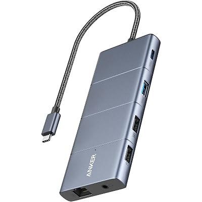 Anker USB C Hub, 11-in-1 Docking Station Dual Monitor, 10 Gbps USB-C and USB-A Data Ports, 4K HDMI and DisplayPort, 85W Power Delivery, 2 Data Ports, Ethernet, for XPS